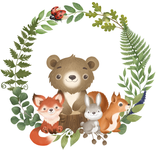 (s102-5-Q) Forest Woodland Animals Group Wreath
