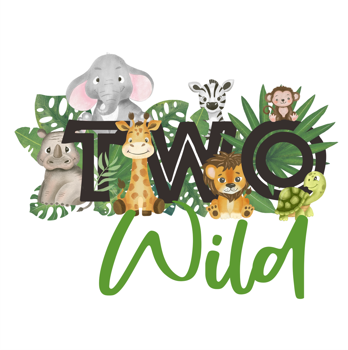 (s102-2C) Wild One, Two Wild, Wild and Three, Four Ever Wild Baby Safari Animals