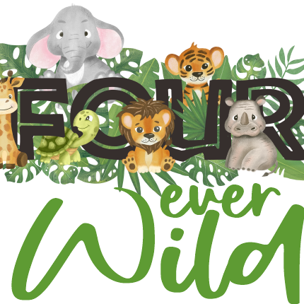 (s102-2C) Four Ever Wild Jungle Baby Safari Animals