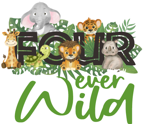 (s102-2C) Four Ever Wild Jungle Baby Safari Animals