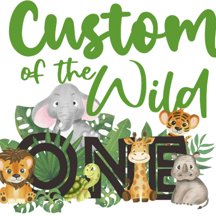 (s102-2A) Wild One Baby Jungle Animals Family Custom Text
