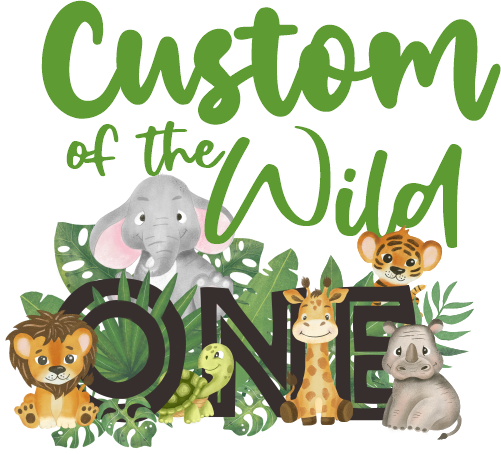 (s102-2A) Wild One Baby Jungle Animals Family Custom Text