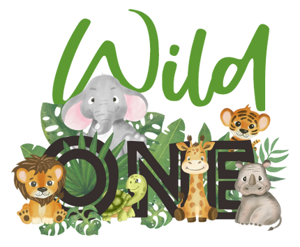 (s102-2C) Wild One Wild Jungle Baby Safari Animals