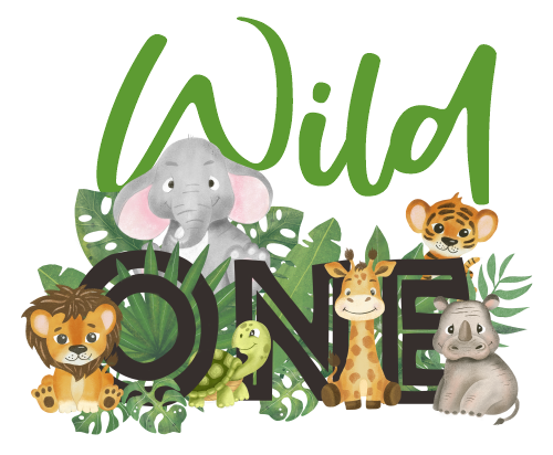 (s102-2C) Wild One Wild Jungle Baby Safari Animals