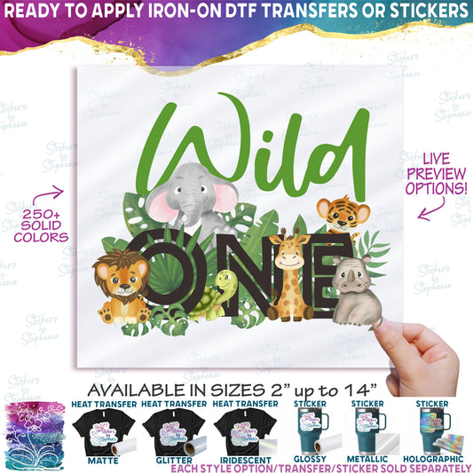 (s102-2C) Wild One Wild Jungle Baby Safari Animals