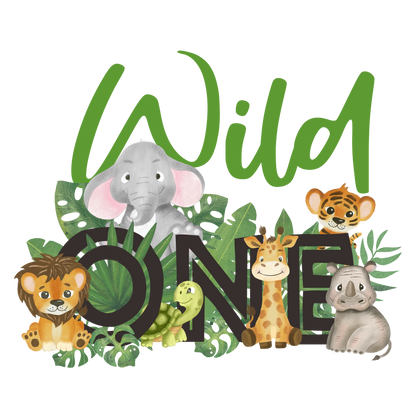 (s102-2C) Wild One, Two Wild, Wild and Three, Four Ever Wild Baby Safari Animals