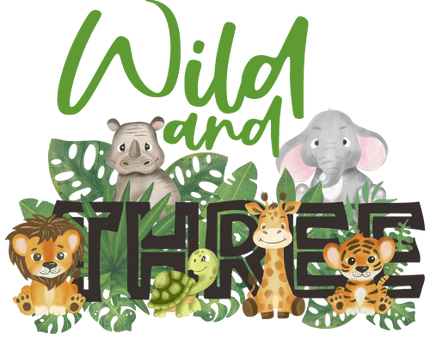 (s102-2C) Wild and Three Jungle Baby Safari Animals