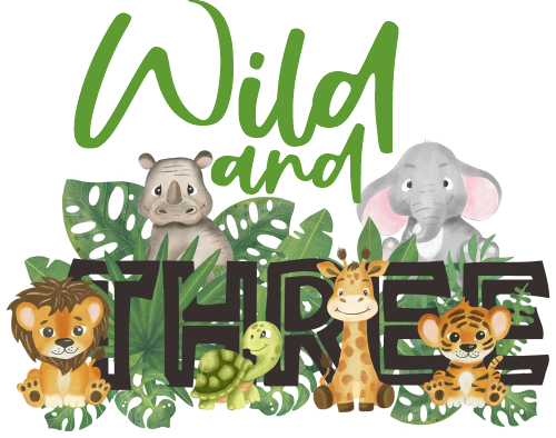 (s102-2C) Wild and Three Jungle Baby Safari Animals