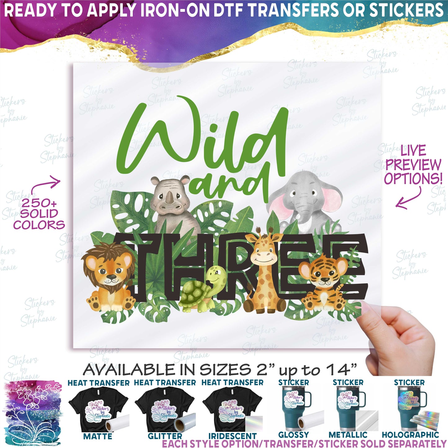 (s102-2C) Wild and Three Jungle Baby Safari Animals