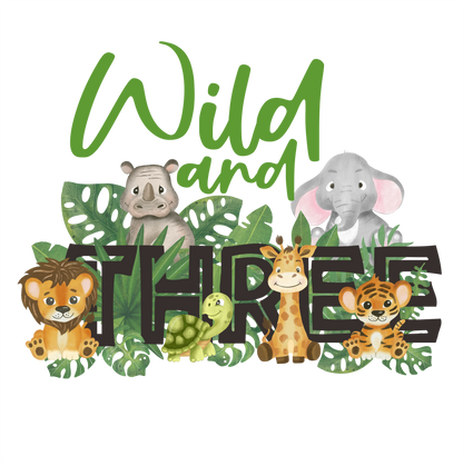 (s102-2C) Wild One, Two Wild, Wild and Three, Four Ever Wild Baby Safari Animals