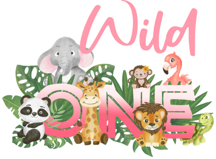 (s102-3C) Wild One Jungle Baby Safari Animals