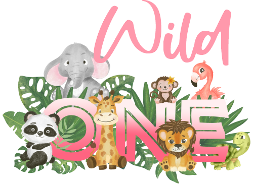(s102-3C) Wild One Jungle Baby Safari Animals
