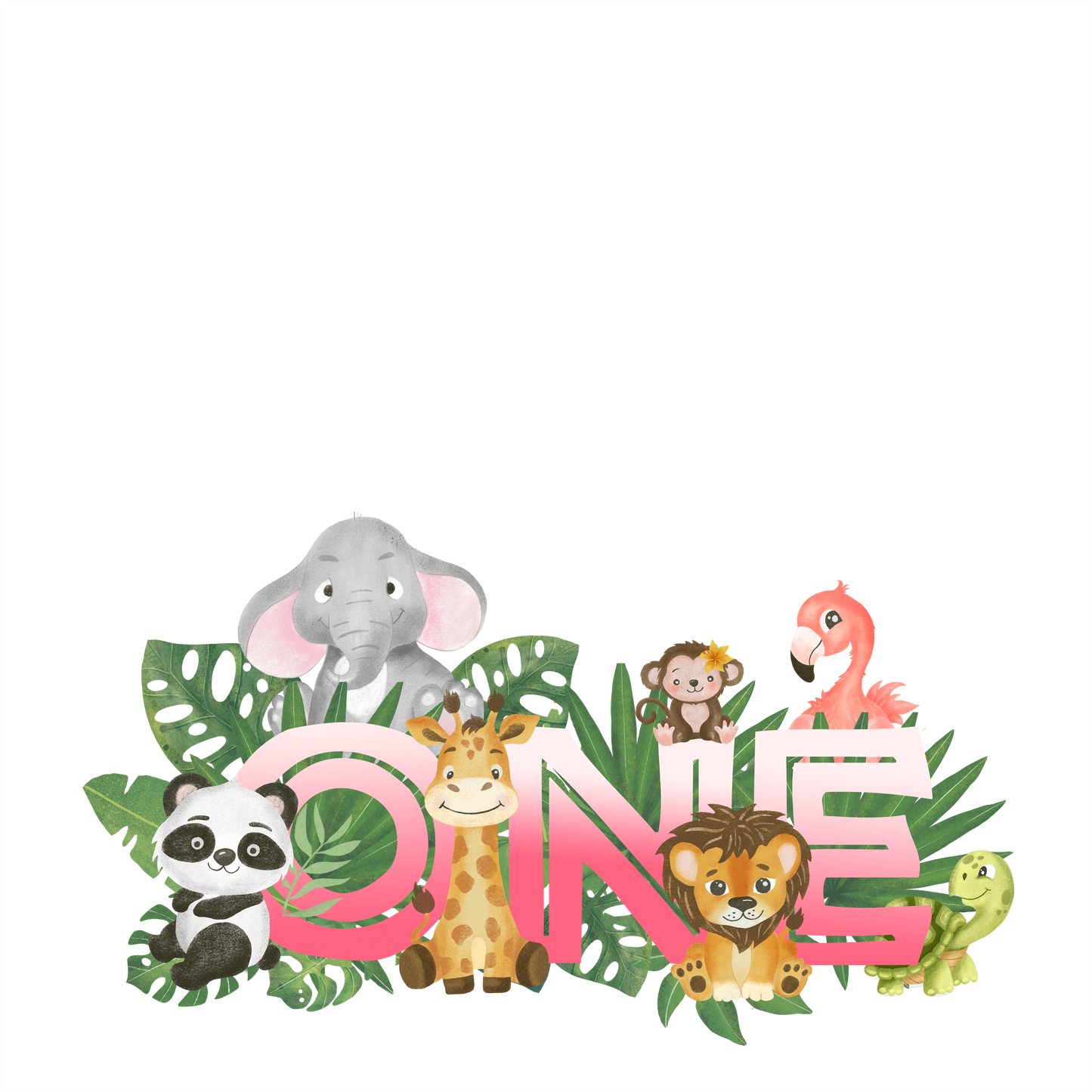 (s102-3A) Wild One Baby Jungle Animals Family Custom Text