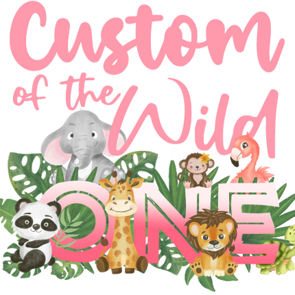 (s102-3A) Wild One Baby Jungle Animals Family Custom Text