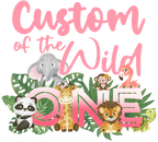 (s102-3A) Wild One Baby Jungle Animals Family Custom Text