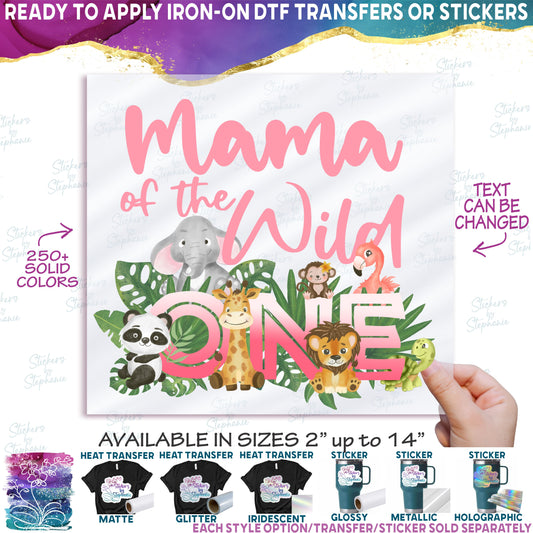 (s102-3A) Wild One Baby Jungle Animals Family Custom Text