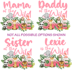 (s102-3A) Wild One Baby Jungle Animals Family Custom Text