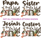 (s102-6A) Wild One Baby Forest Animals Family Custom Text