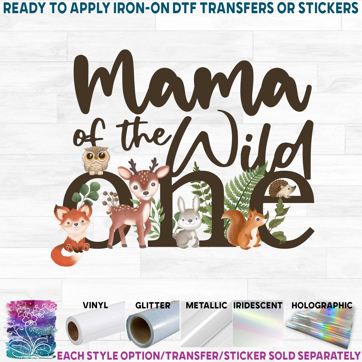 (s102-6A) Wild One Baby Forest Animals Family Custom Text