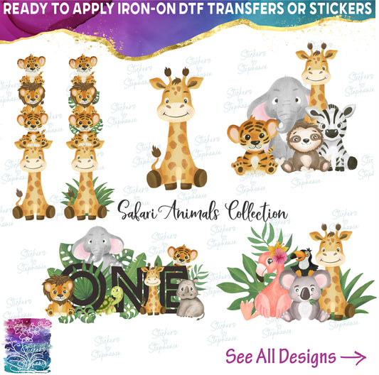 (s102-1) Watercolor Jungle Safari Animals Collection 39 Style Options