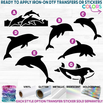 (s103) Dolphins Dolphin Orca Killer Whale Printed Heat Transfer or Sticker