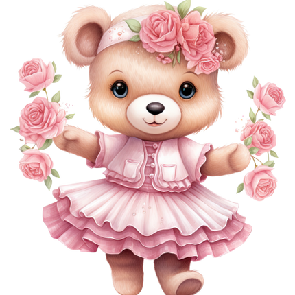 (105-2) Ballerina Bear Flowers