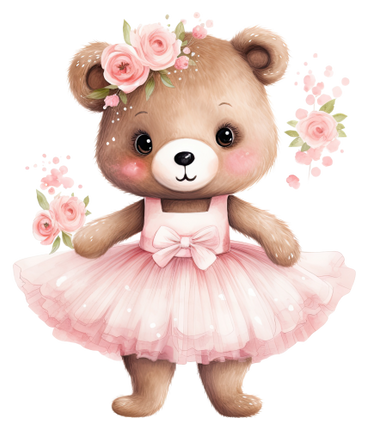 (105-2) Ballerina Bear Flowers