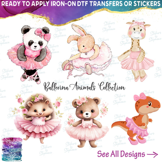 (s105) Ballerina Animals Watercolor & Full Color Illustrated Collection 43 Style Options