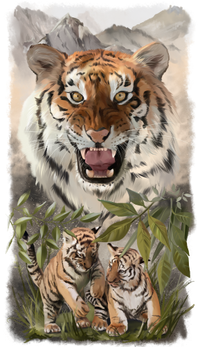 (s109-10-F) Mama & Baby Cubs Tigers