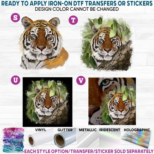 (s109-10) Watercolor Tiger b Printed Heat Transfer or Sticker