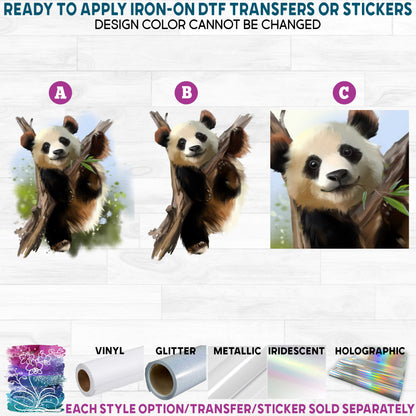 (s109-11) Watercolor Giant Panda Printed Heat Transfer or Sticker