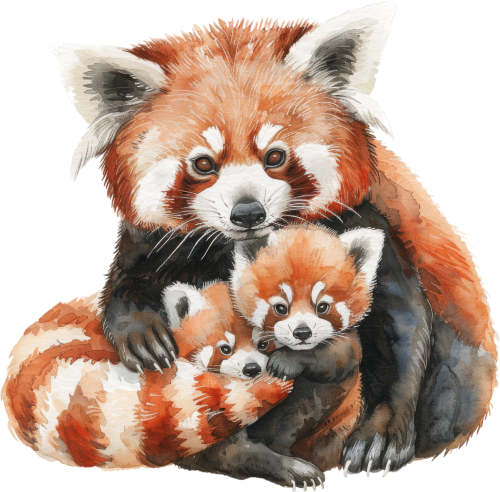 (s109-14-2F) Mama & Baby Red Panda