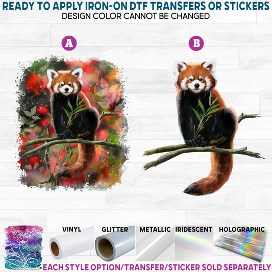 (s109-14) Watercolor Red Panda Printed Heat Transfer or Sticker
