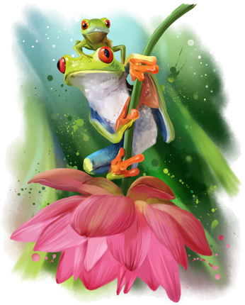 (s109-18-C)  Tree Frogs Flower