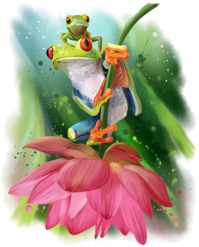 (s109-18-C)  Tree Frogs Flower