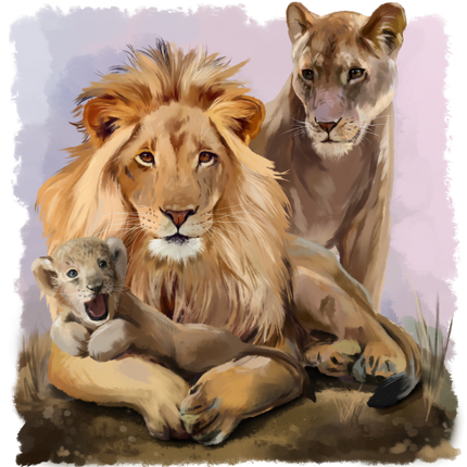 (s109-25-E) Lion Family