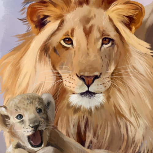 (s109-25-F) Lion & Cub