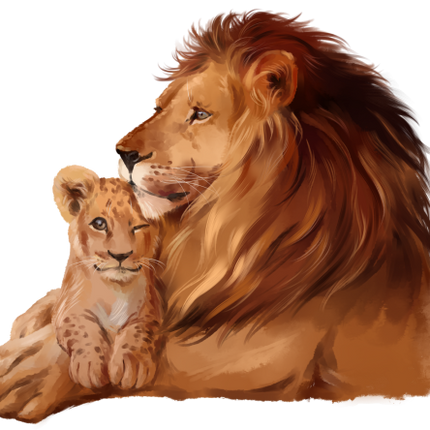 (s109-25-I) Lion & Cub