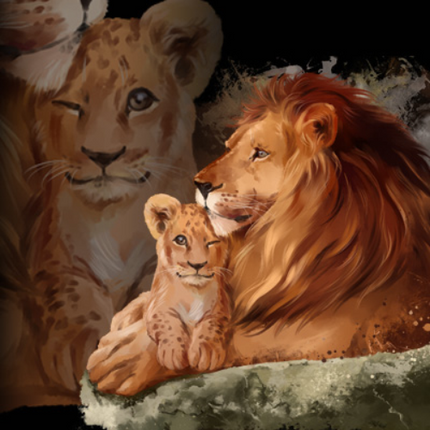 (s109-25-M) Lion & Cub