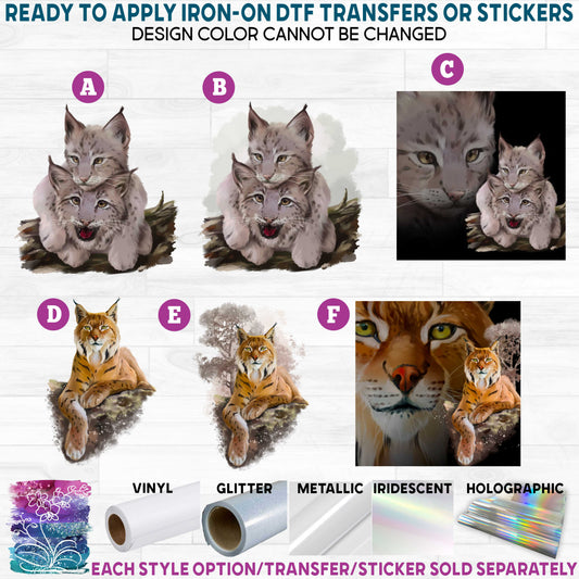 (s109-30) Watercolor Lynx Printed Heat Transfer or Sticker