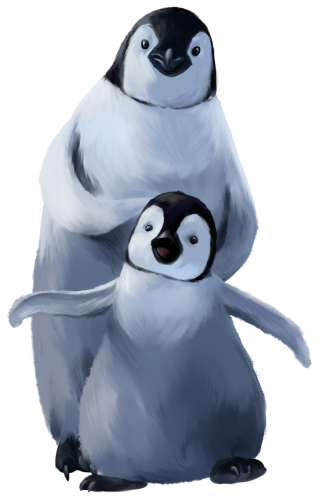 (s109-37-B) Mama & Baby Penguin
