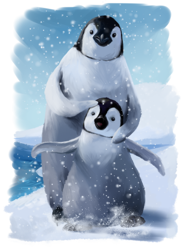 (s109-37-C) Mama & Baby Penguin