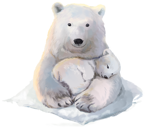 (s109-37-D) Mama & Baby Polar Bear