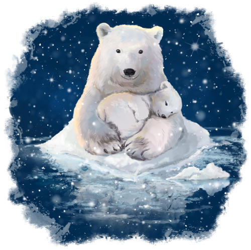 (s109-37-E) Mama & Baby Polar Bear