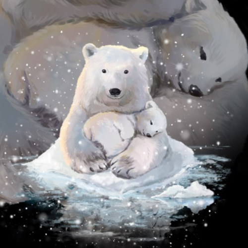 (s109-37-F) Mama & Baby Polar Bear