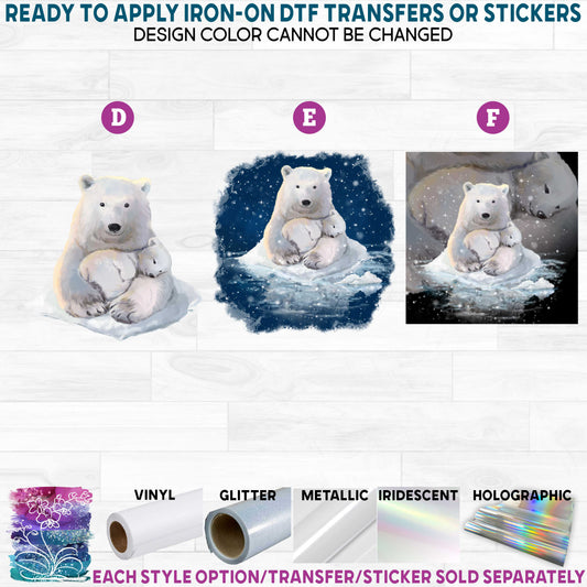 (s109-37) Watercolor Polar Bear Printed Heat Transfer or Sticker