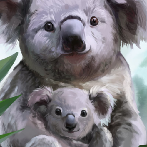 (s109-38-G) Mama & Baby Koala