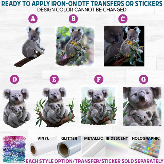 (s109-38) Watercolor Koala Bear Printed Heat Transfer or Sticker