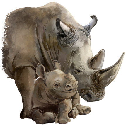 (s109-39-A) Mama & Baby Rhino