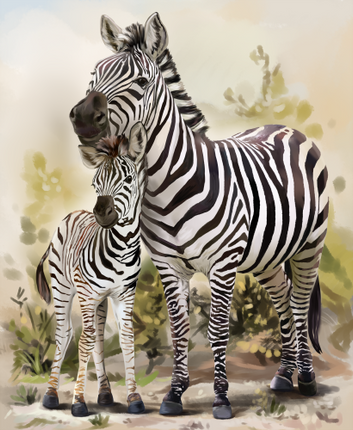 (s109-40-D) Zebra Mom & Baby